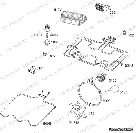 Взрыв-схема плиты (духовки) Zanussi ZOB535752X - Схема узла Electrical equipment